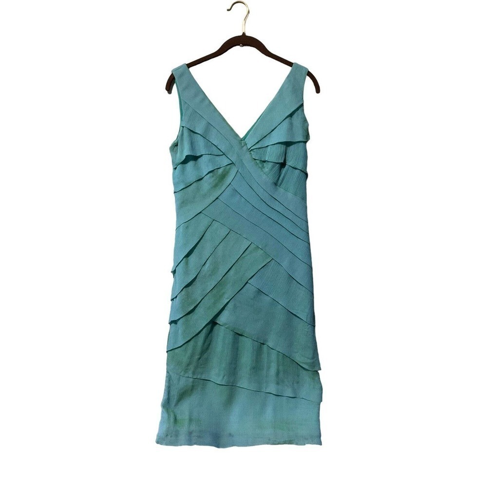 Tadashi Shoji Teal Layered Midi Dress